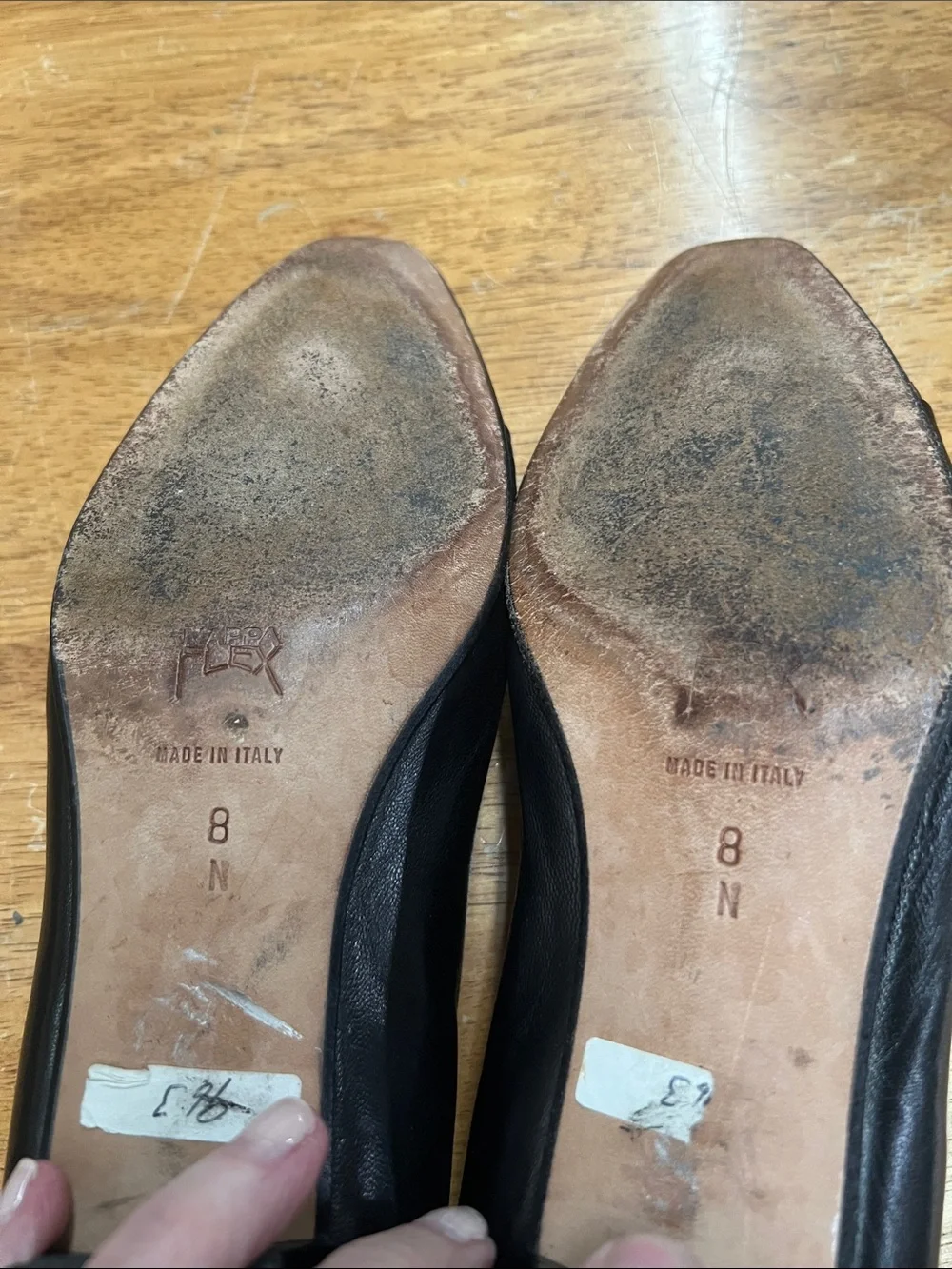 Bally Black Leather Flats with Brown Woven Toe